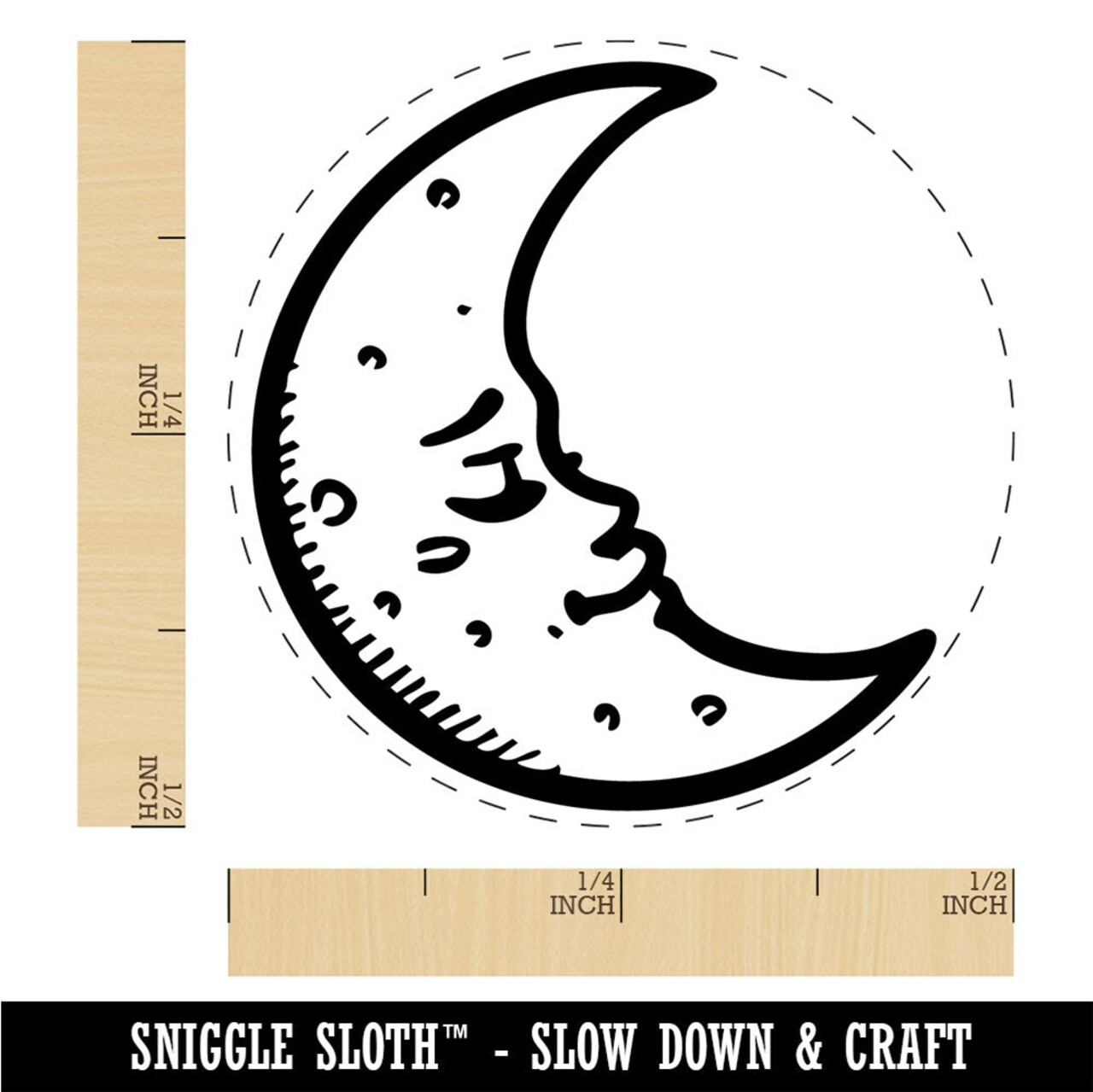Sleeping Crescent Moon Vintage Face Rubber Stamp for Stamping Crafting Planners